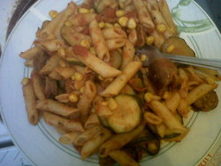 sausage pasta hotpot on plate